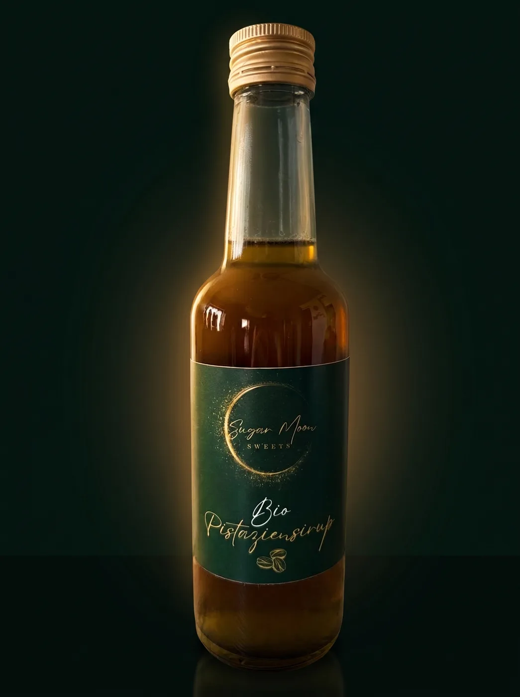 Bio-Pistazie — Flasche mit Mond-Etikett